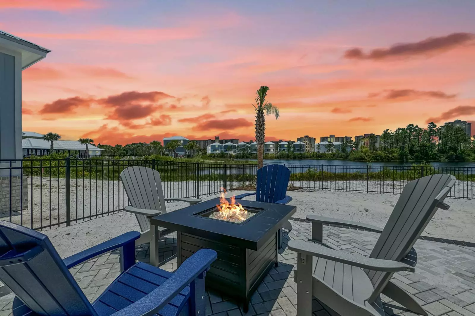 chairs around fire pit at vacation rental