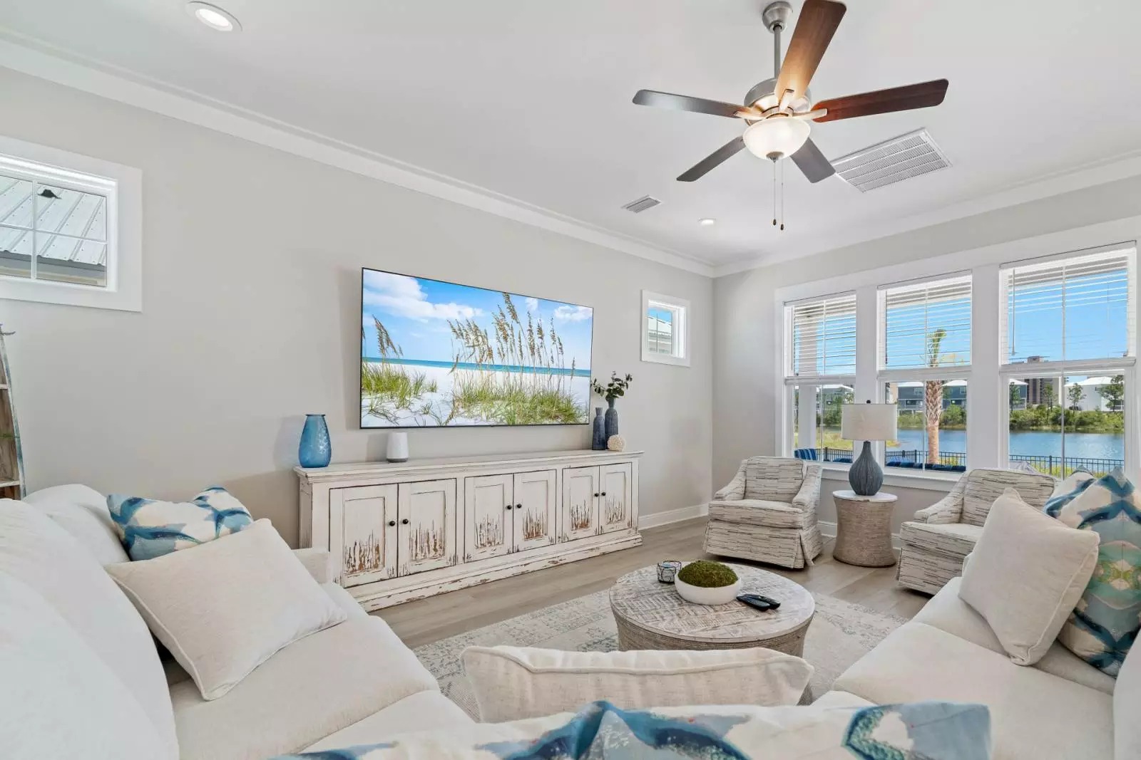 vacation rental living room with water view