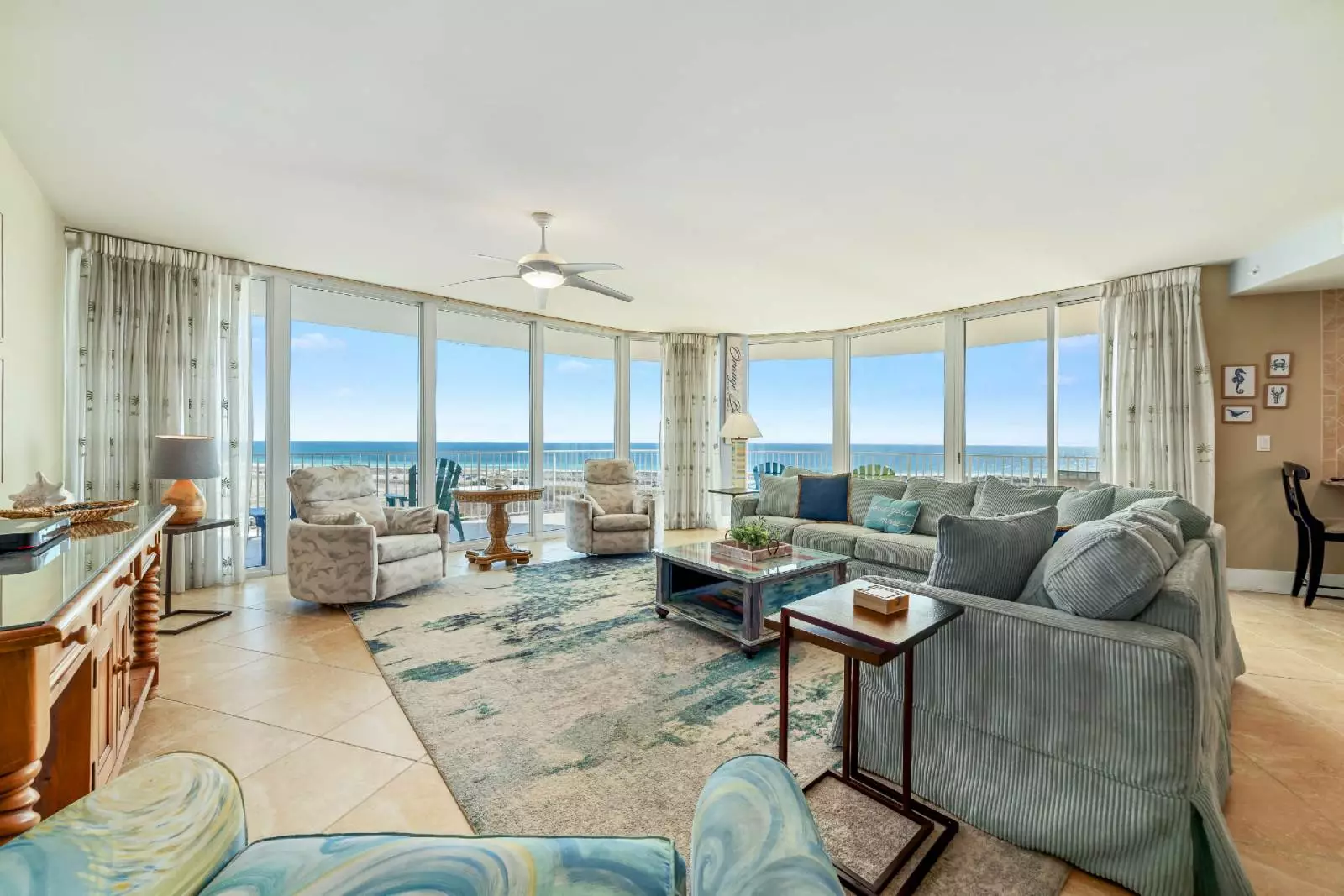 living room with ocean view