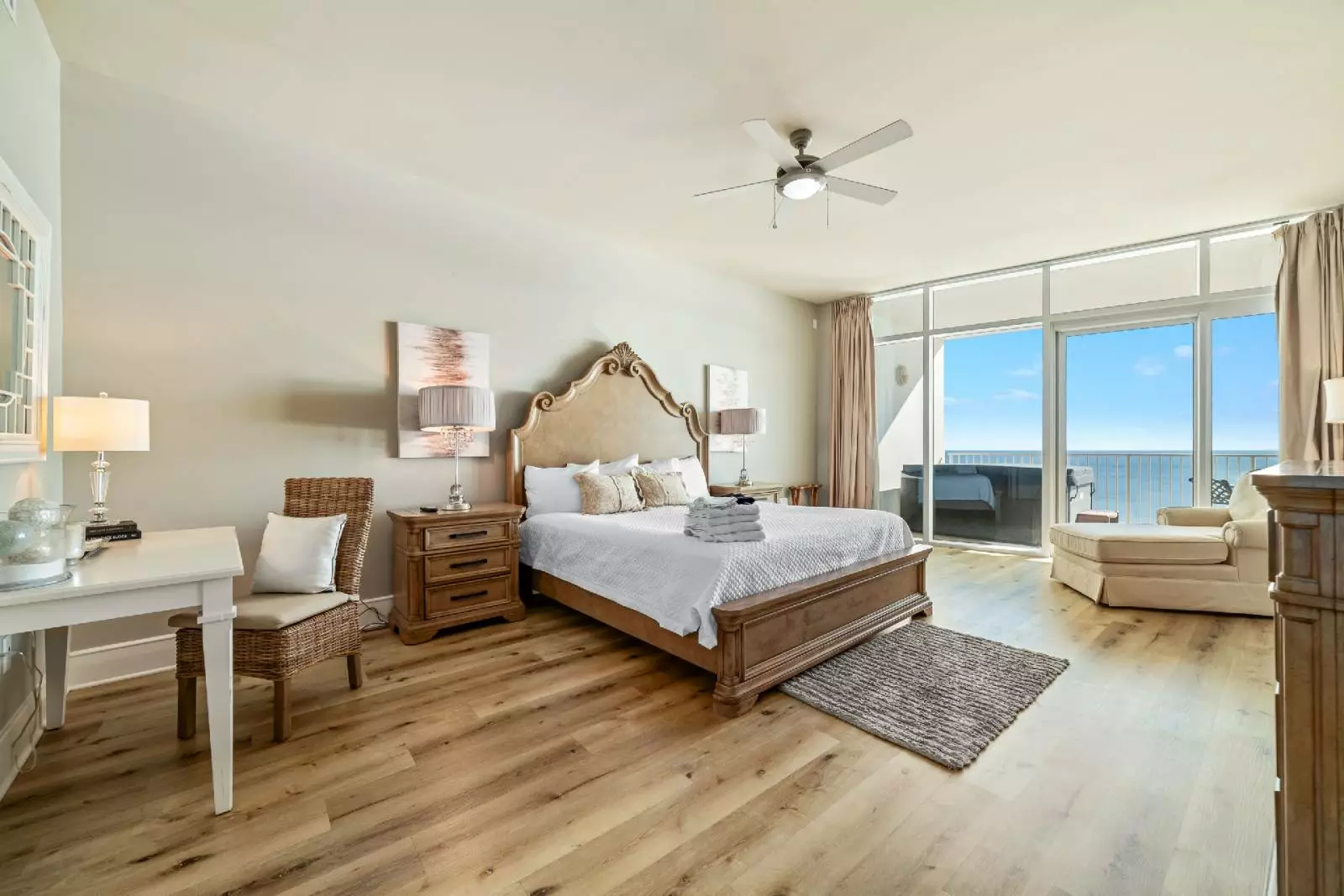 vacation rental bedroom with ocean view