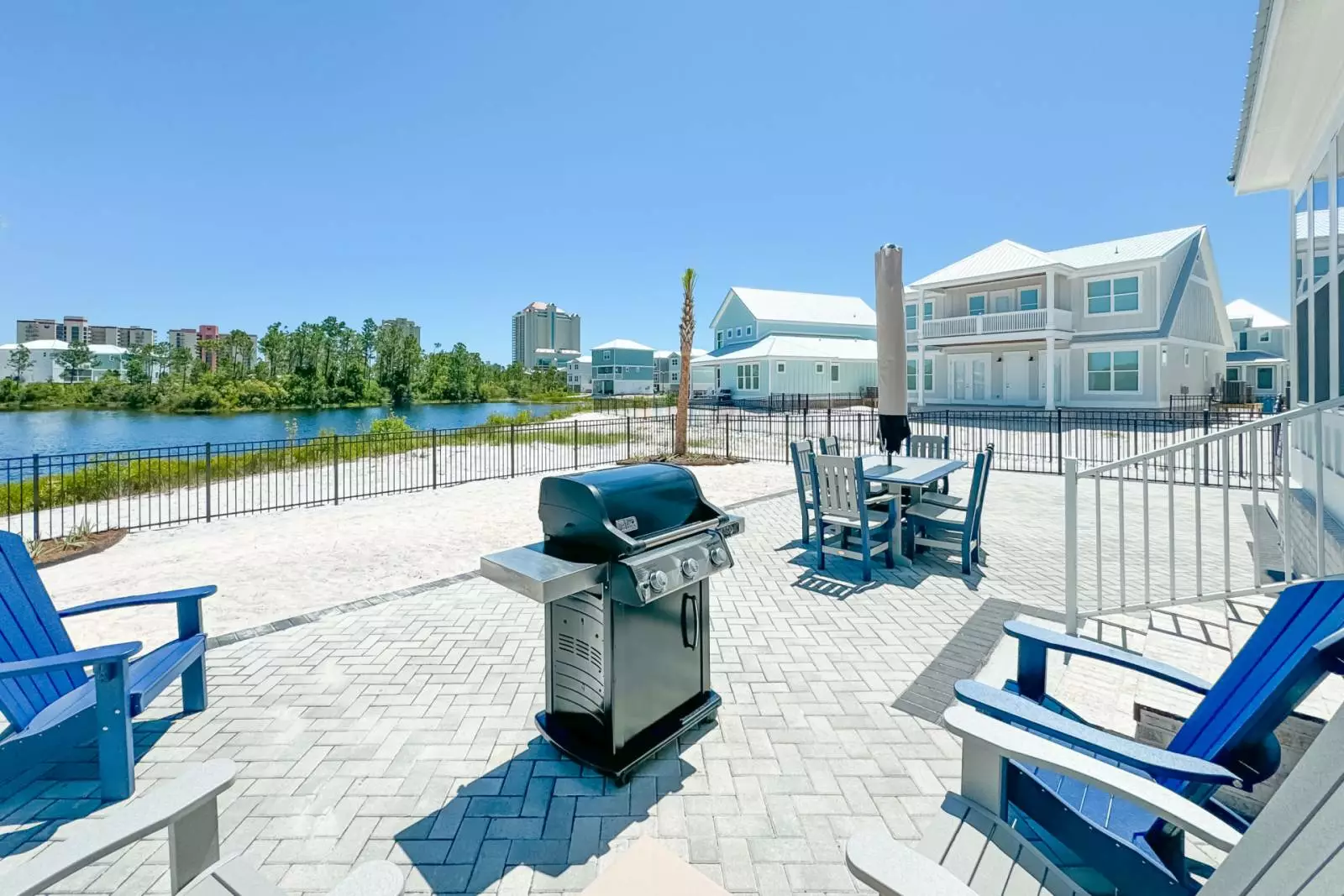 chairs and grill on patio
