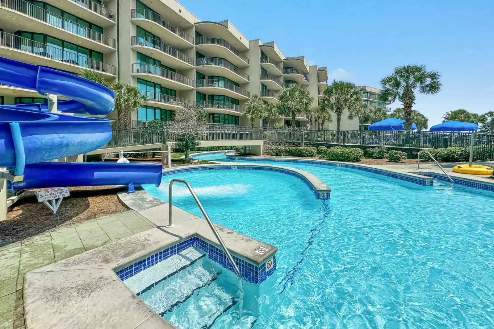pool with water slide