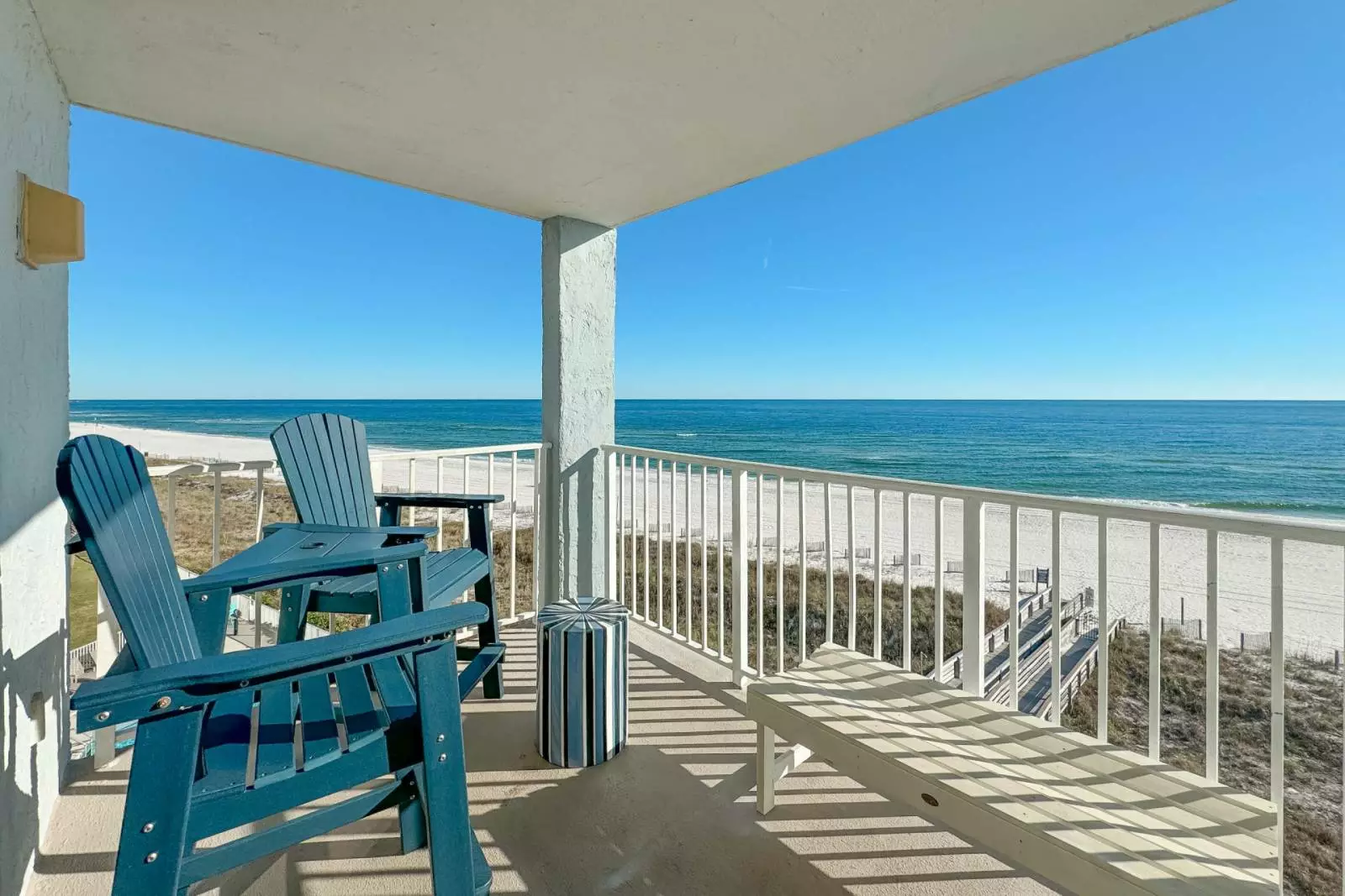 balcony chairs with beach view
