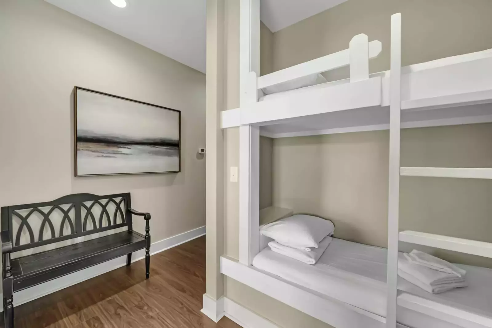 Bunk beds located on the upper level
