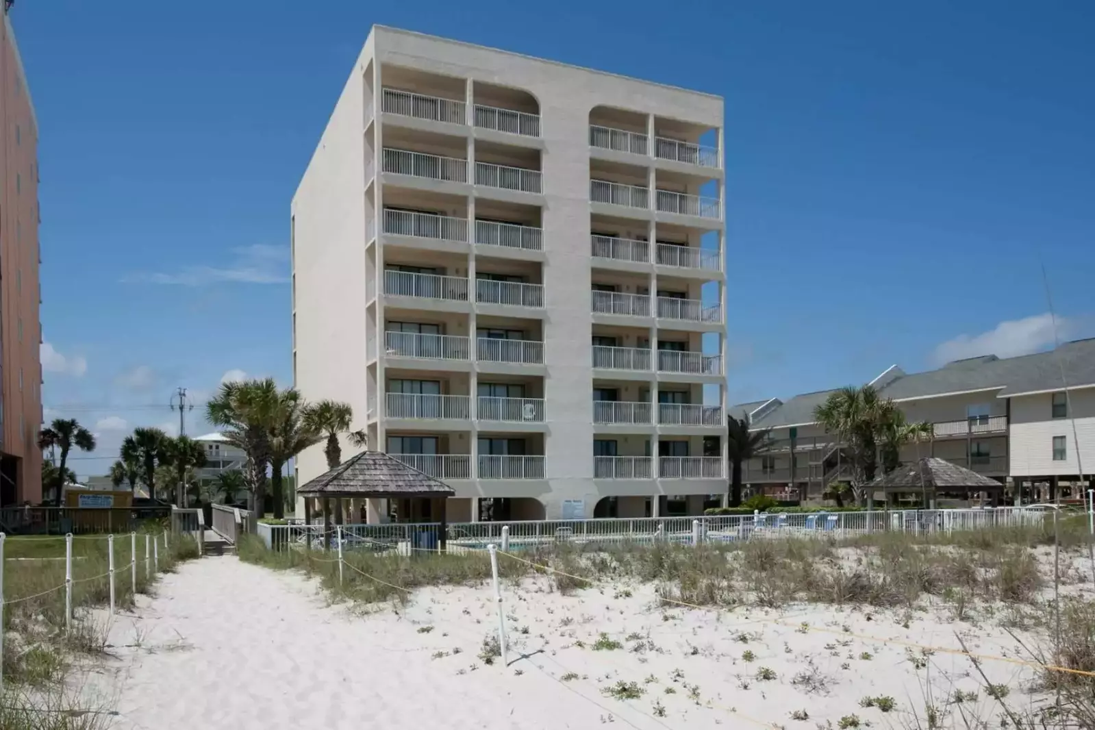 Casa Del Sol Condominium from the beach side.
