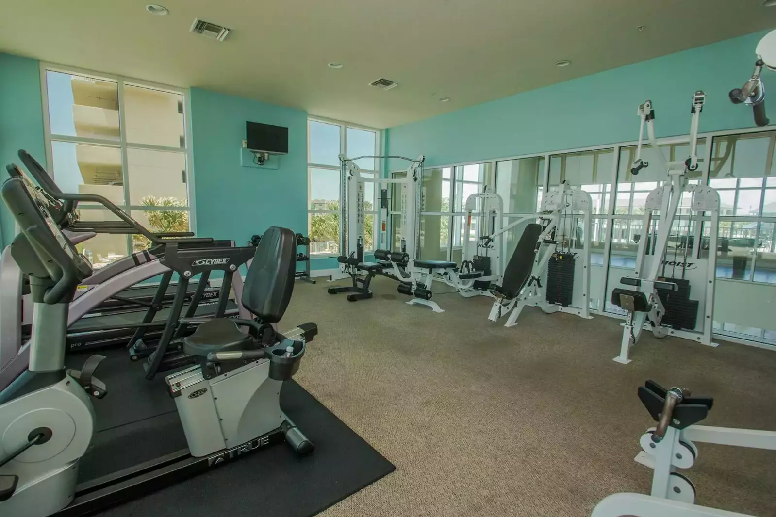 Community fitness center with weight machines