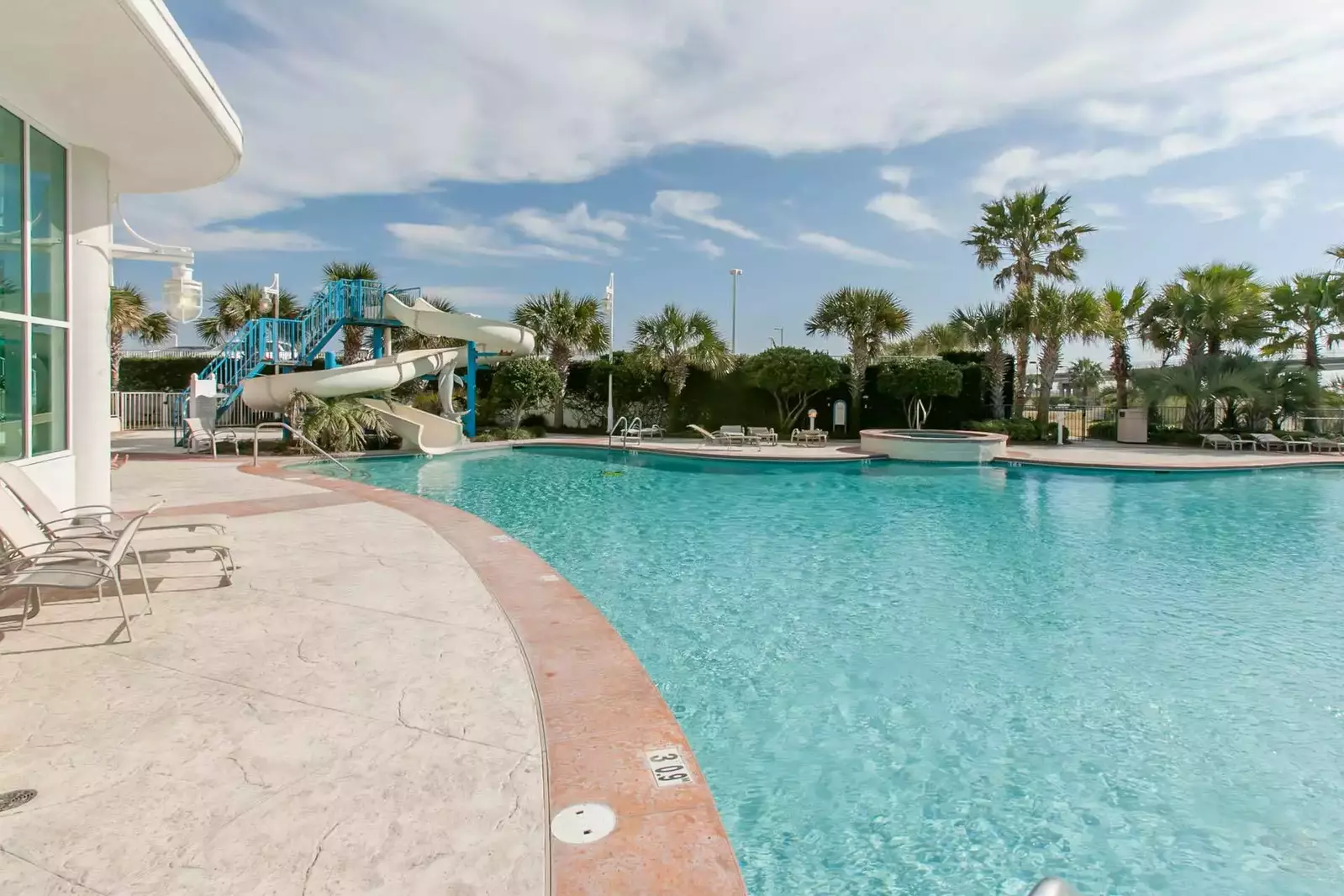 Community pool and waterslide