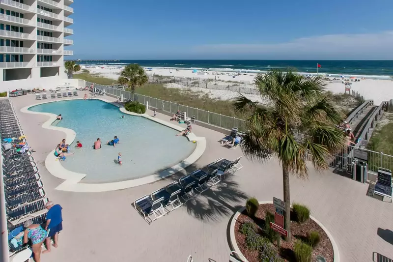 Community pool, boardwalk, beach and Gulf