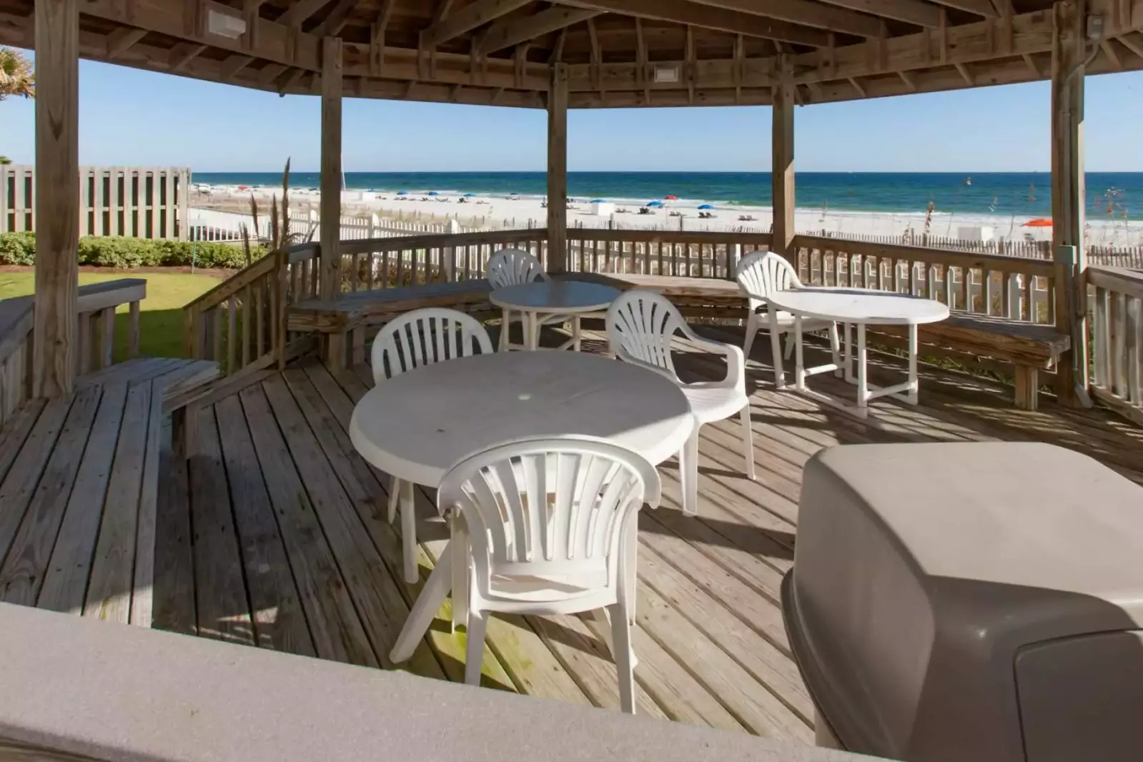 Gazebo with dining tables