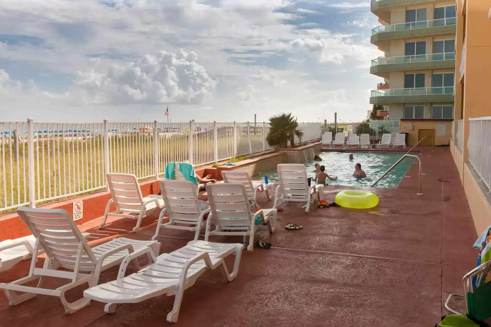 Having fun at the community pool