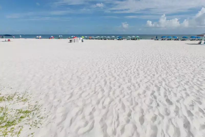 Sugar sand beach and the Gulf of Mexico