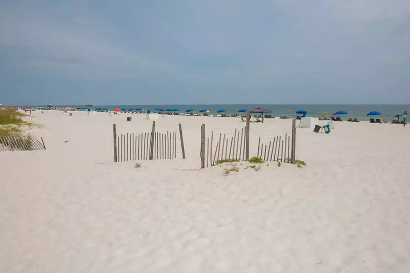 The sugar sand beach of the Gulf