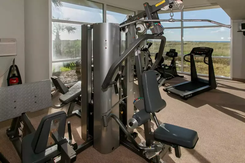 Fitness center with Gulf view in the distance