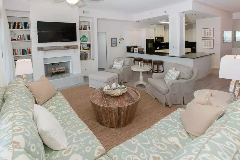 Living room with 55-inch flat screen TV