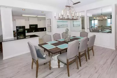 Formal dining area with seating for 8