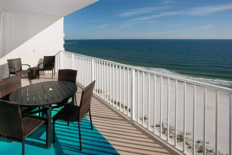 Private balcony overlooking beach and Gulf