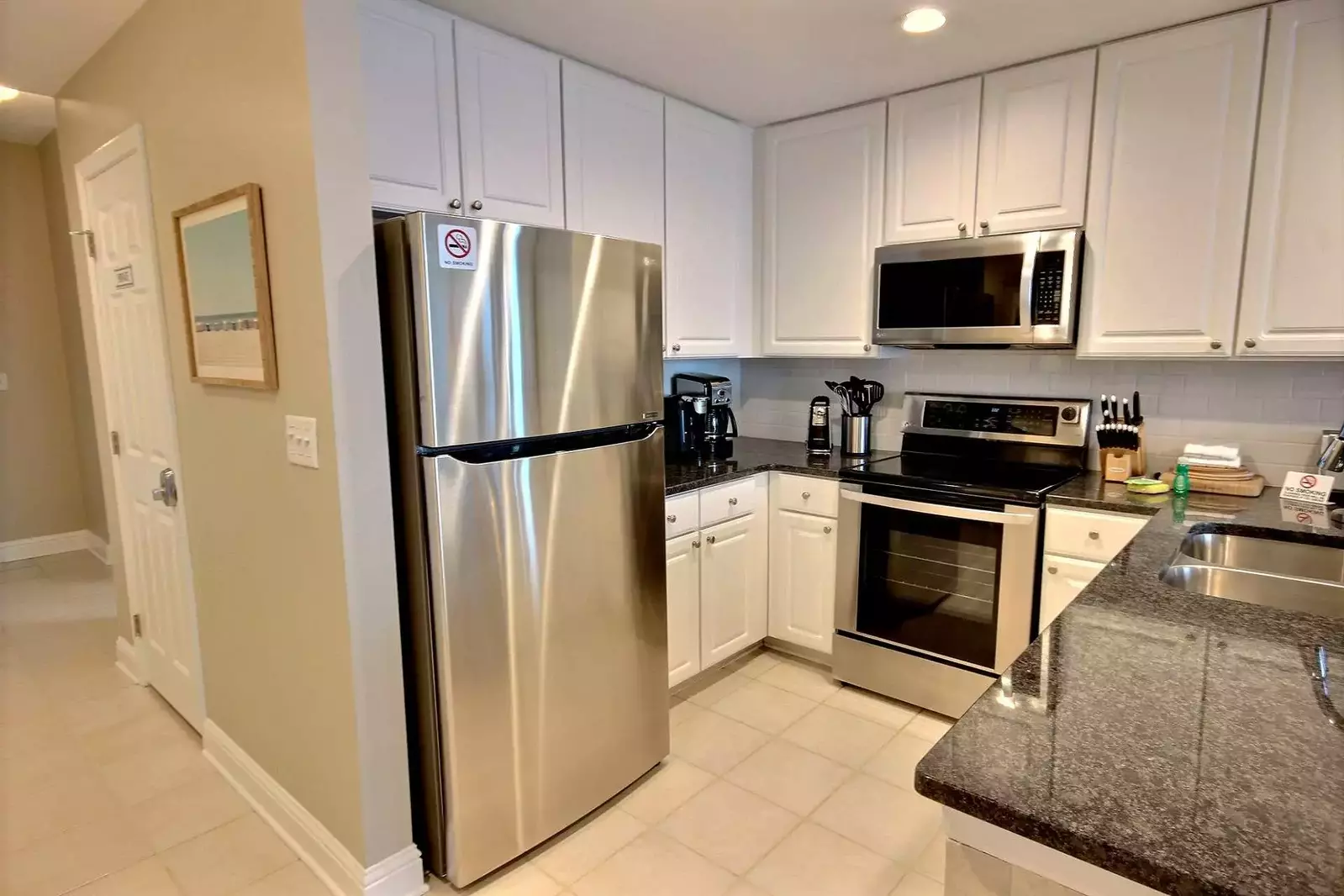 Fully equipped kitchen with stainless steel appliances
