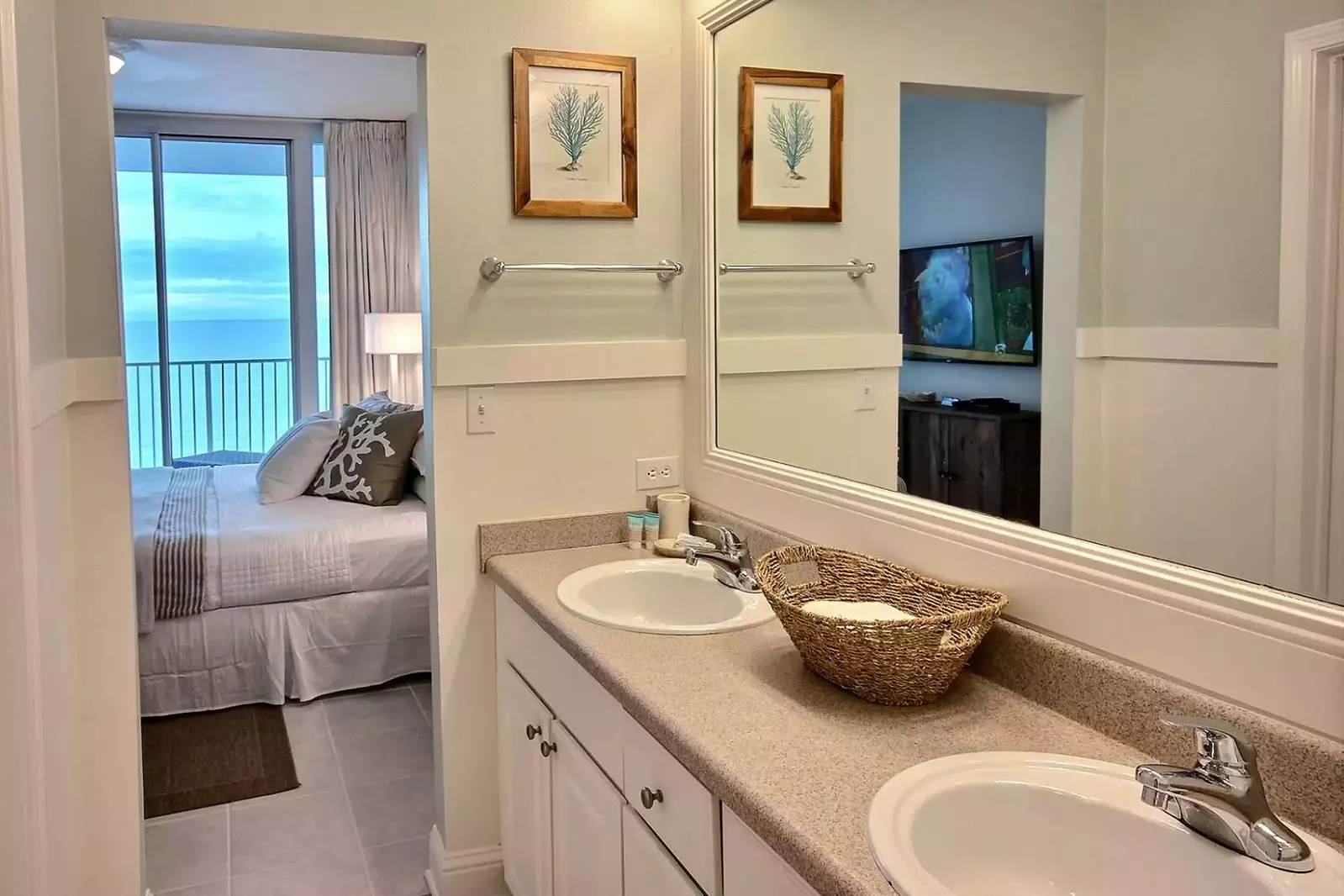 Primary bath with dual vanities