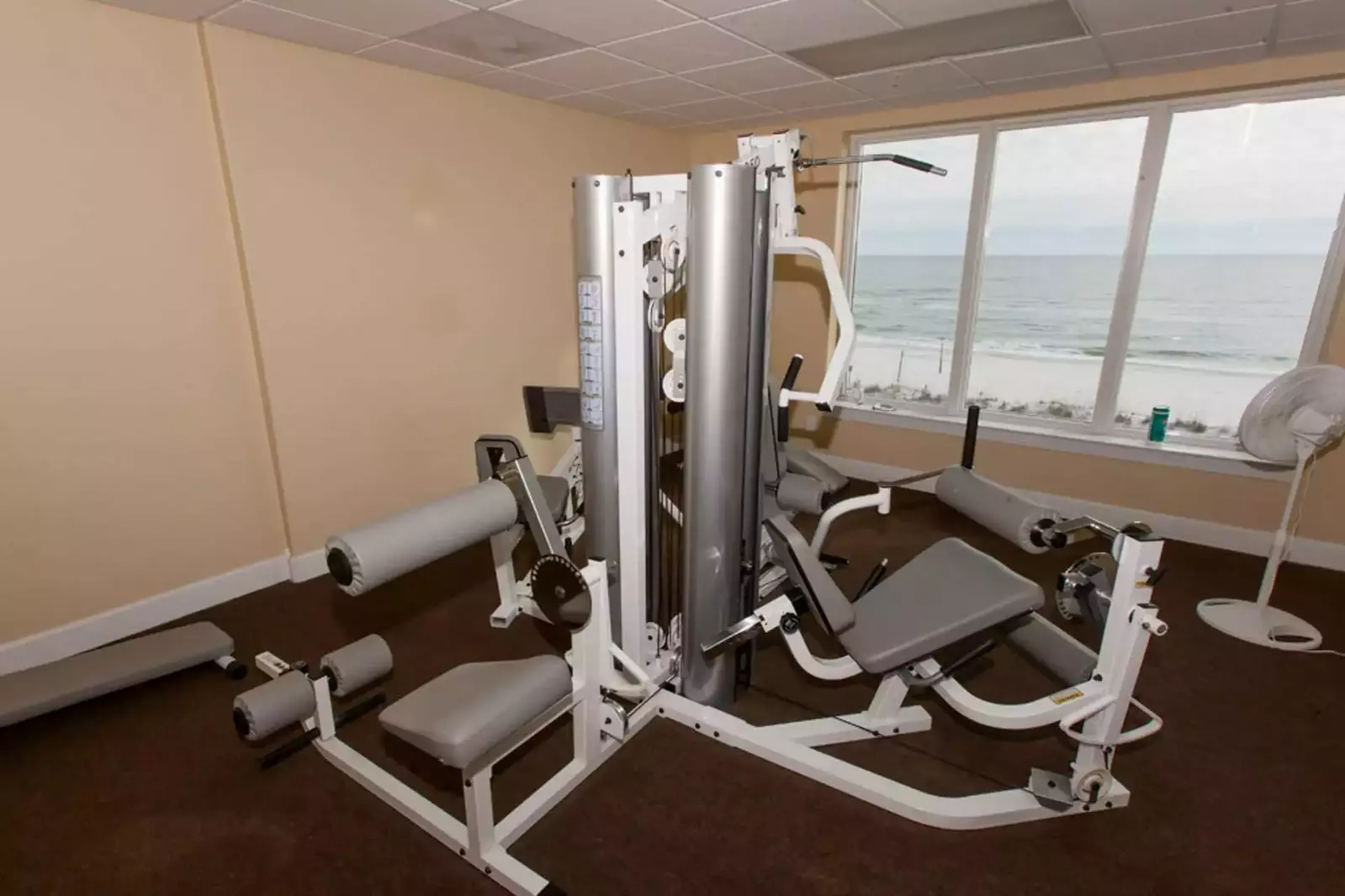 Fitness center overlooking the beach