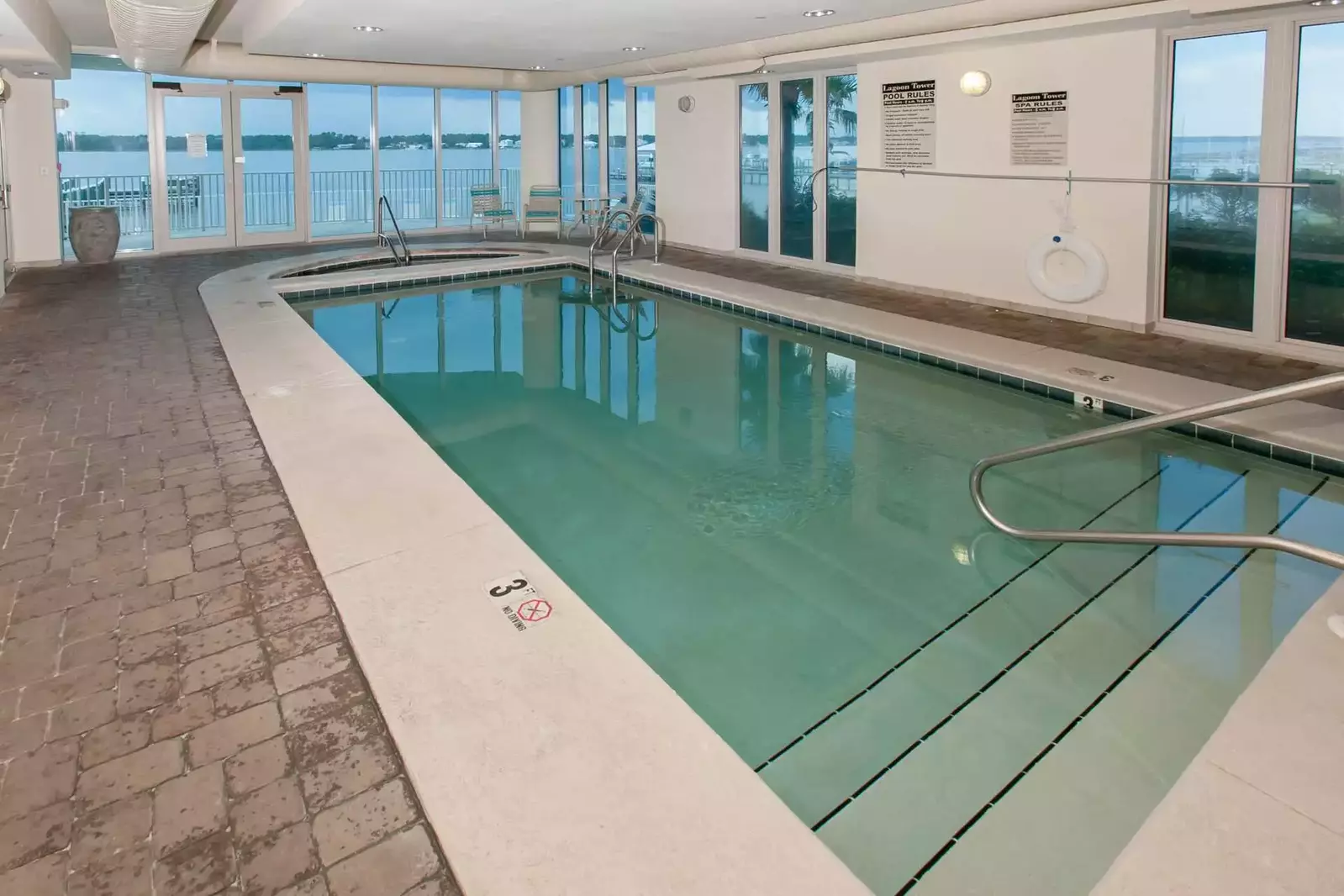 Indoor pool overlooking Little Lagoon