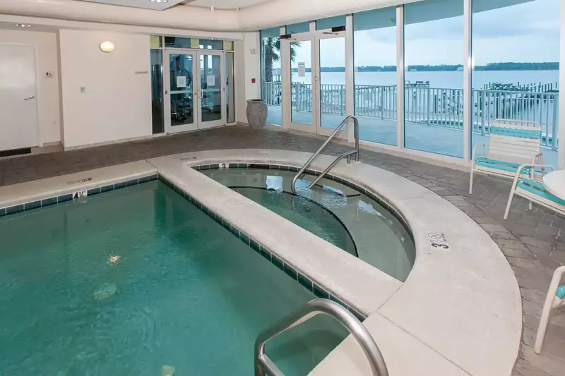 Indoor pool overlooking Little Lagoon
