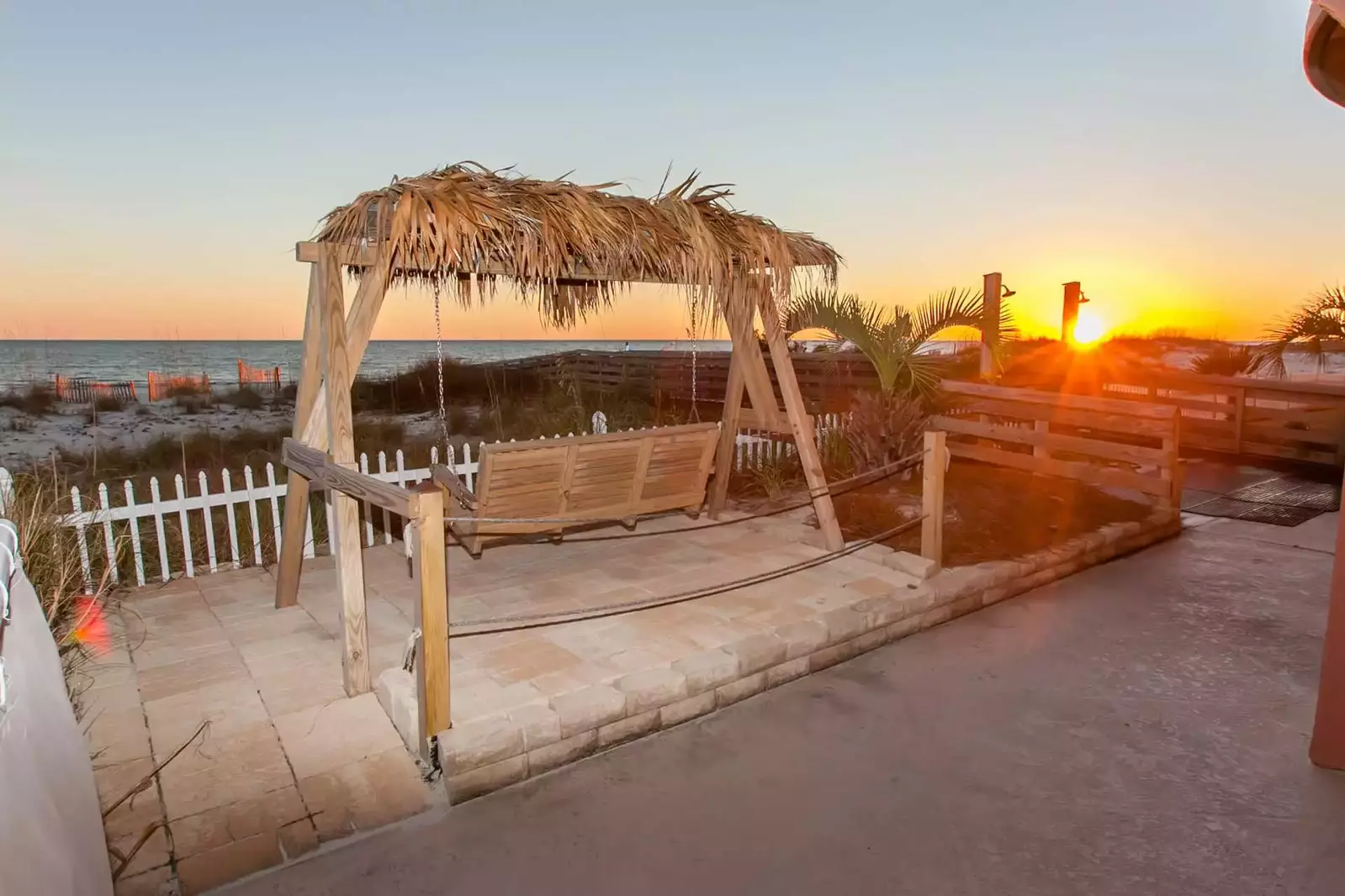 Swing overlooking the dunes and beach