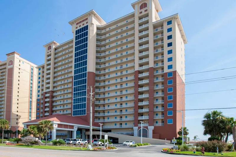 San Carlos condominiums from the street entrance